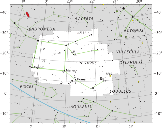 Carte de la constellation de Pégase